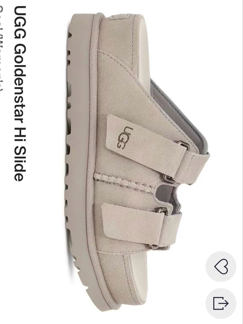 UGG Kids Suede Dual-Strap Slide in Light Taupe